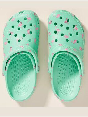 Crocs Classic Flamingo Green Pink Clogs Unisex Women 10/ Men 8